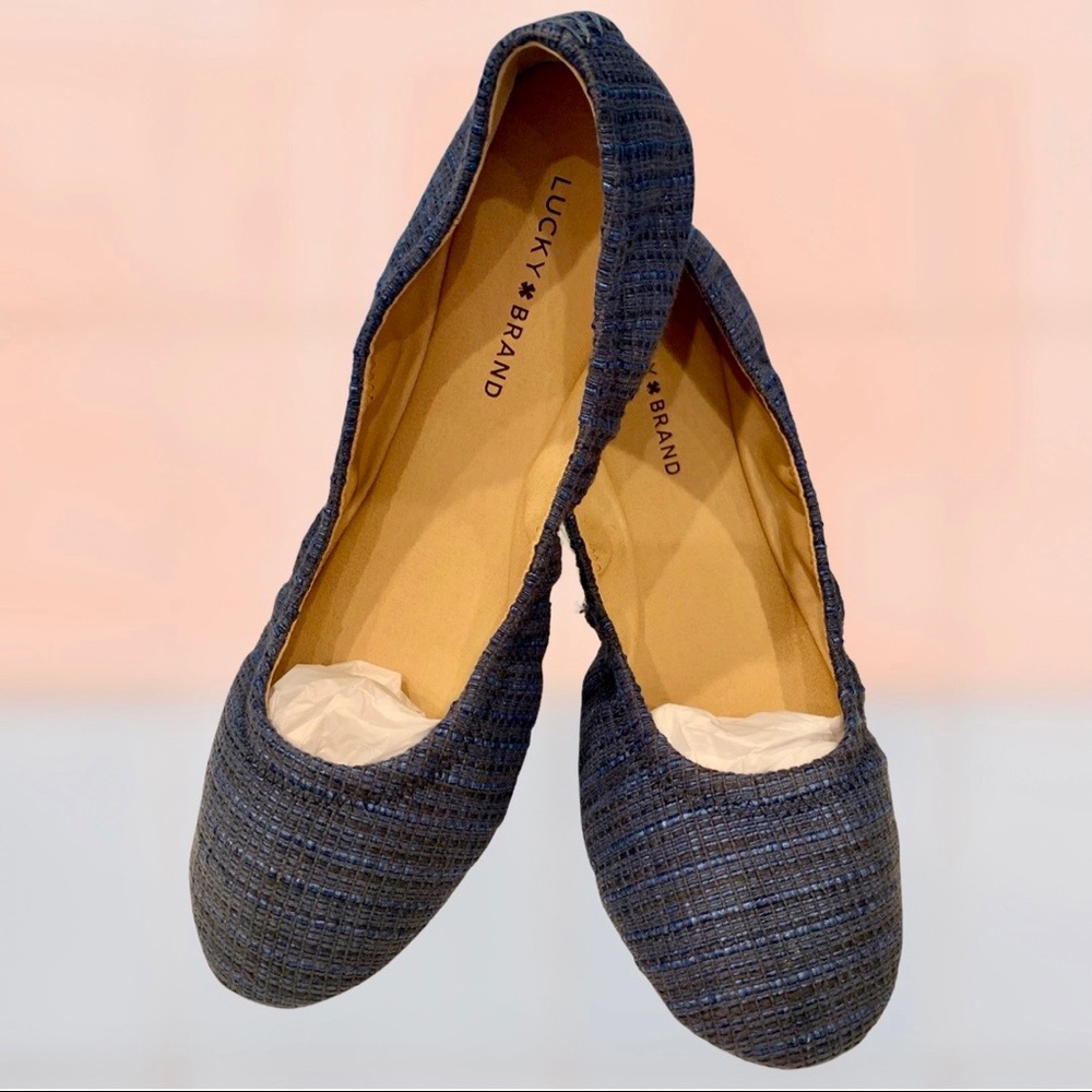 Lucky Brand Emmie Ballet NEW, size 11 women’s Blue Canvas, NWOT